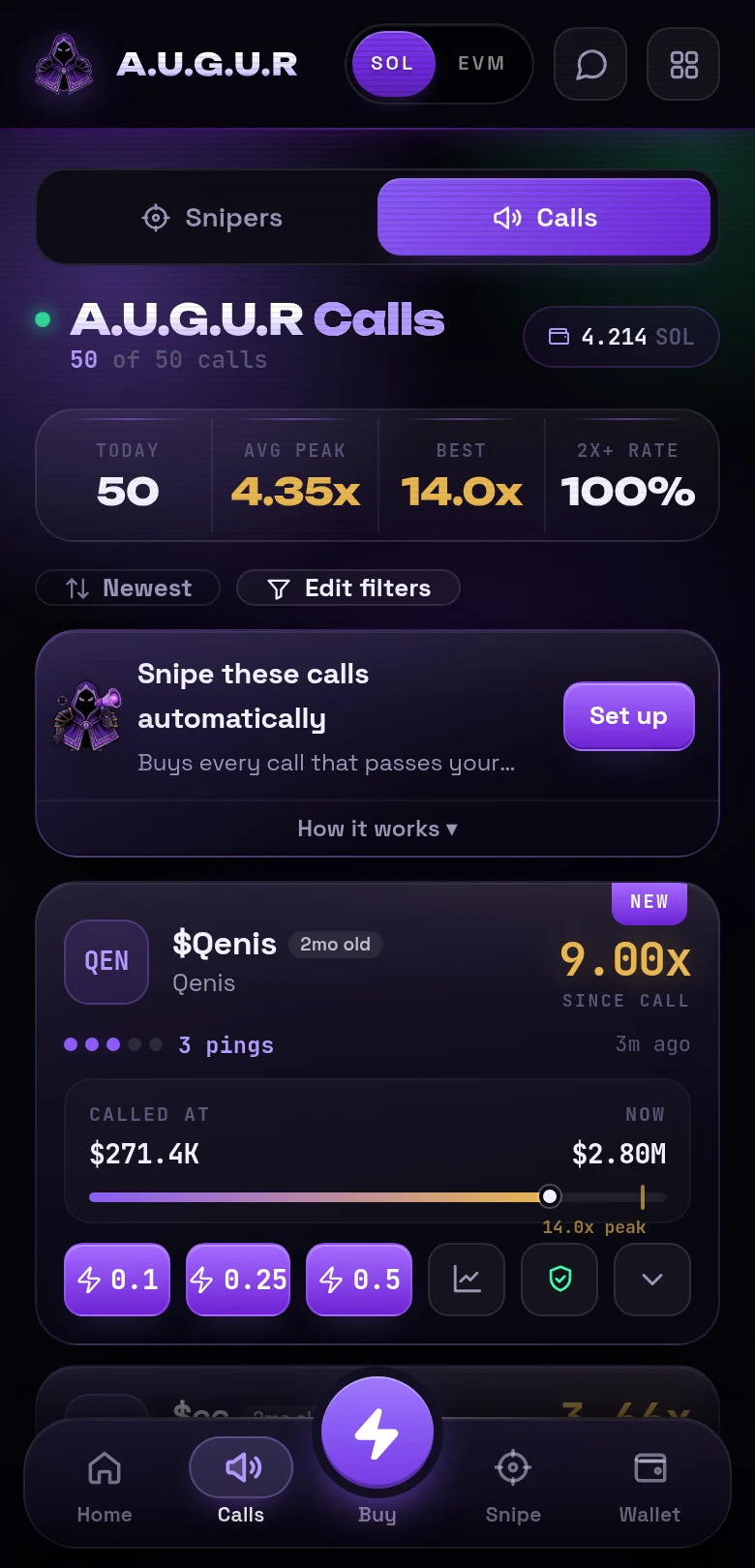 Calls screen